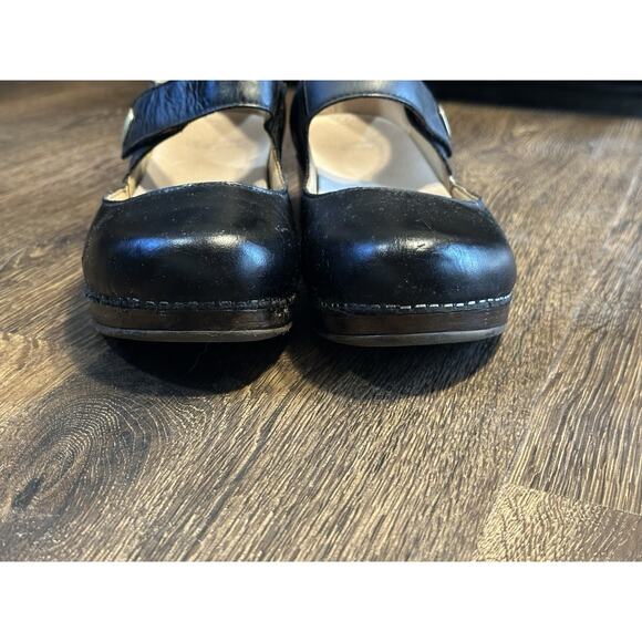 Dansko Z1963 Black Mary Janes Nubuck Beatrice Heeled Clogs Size EU 38 US 7.5-8 - Picture 6 of 10